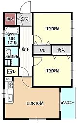 ペイサージュ 2LDKの間取図画像