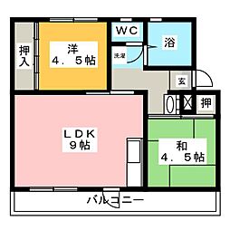 二村ビル 2LDKの間取図画像
