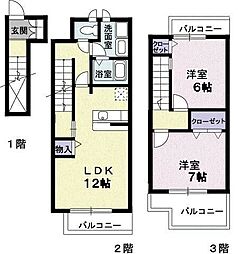 グラン・シャリオ 2LDKの間取図画像