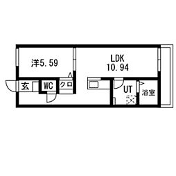ティンガーラ須ヶ口 EAST 1LDKの間取図画像