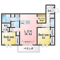 すず雅 2LDKの間取図画像