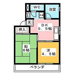 P.M小池 2DKの間取図画像