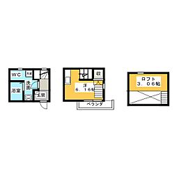 アースクエイク上条A棟 ワンルームの間取図画像