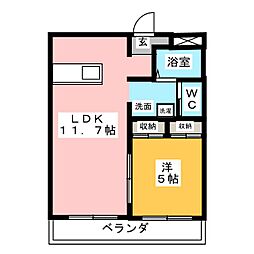 エクセレント 1LDKの間取図画像
