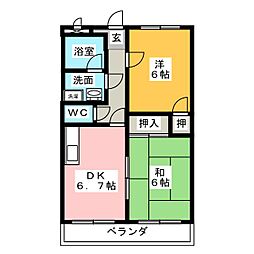 コーポ・リバー 2DKの間取図画像
