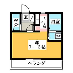 ピュアルーセント 1Kの間取図画像