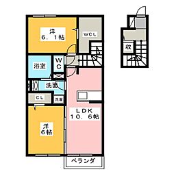 ルミエール増田 2LDKの間取図画像