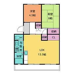 ハイツ長野C棟 2LDKの間取図画像