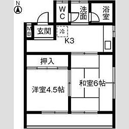 ハイツいいだ 2Kの間取図画像
