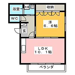 ヴィレッジ清洲2 1LDKの間取図画像