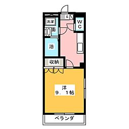 エスポワールユゥ 1Kの間取図画像