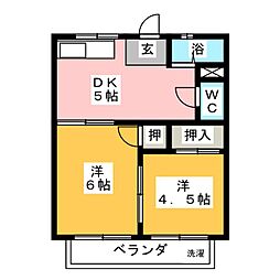 コーポ前田 2DKの間取図画像