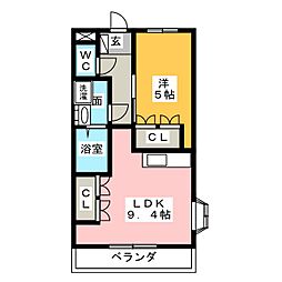ヴレスュール 1LDKの間取図画像