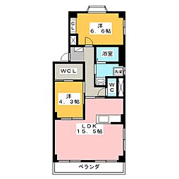 ニューライフ宮重 2LDKの間取図画像