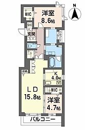 シャーメゾン国府宮駅前 2LDKの間取図画像