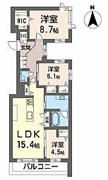 シャーメゾン国府宮駅前 3LDKの間取図画像