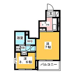 ドヌール小沢 1SKの間取図画像
