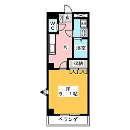 ハピネス 1Kの間取図画像