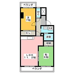 神ノ木ハイツ 2LDKの間取図画像