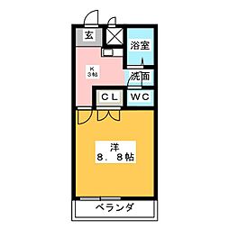 プレジール星の宮 1Kの間取図画像