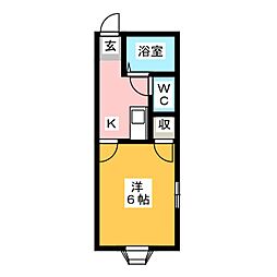 プライムコート 1Kの間取図画像