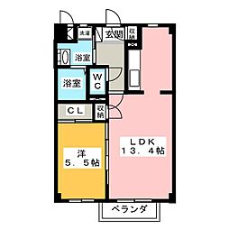 カラーシティーBタウン 1LDKの間取図画像