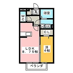サン・イースト 1LDKの間取図画像