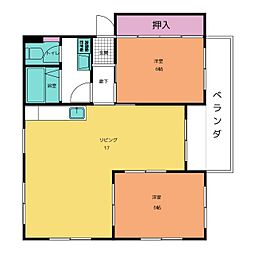 川口マンション 2LDKの間取図画像