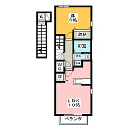 シャン・ド・フルール美鈴 1LDKの間取図画像