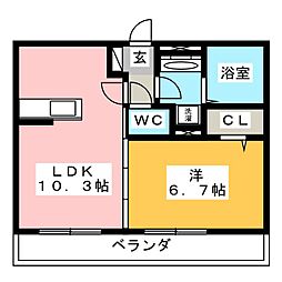 エスポワールHug 1LDKの間取図画像