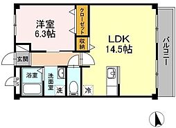 ラビアン・ローゼ 1LDKの間取図画像