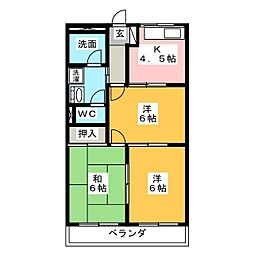 ゴールデンハイツ 3Kの間取図画像