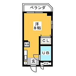 ベルトピア稲沢2 ワンルームの間取図画像