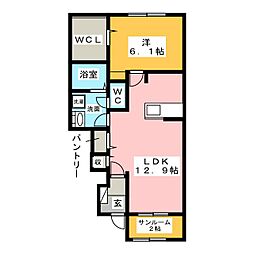 フィアクレー4 1LDKの間取図画像