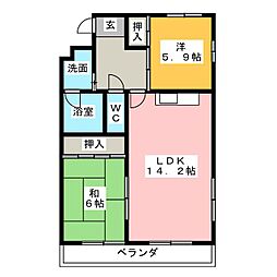 レジデンス新清洲 2LDKの間取図画像