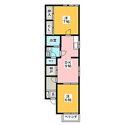 メゾンパール 2DKの間取図画像