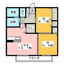 クオール 2LDKの間取図画像