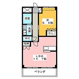 ブルーローズ 1LDKの間取図画像