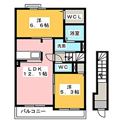 ハナミズキ 2LDKの間取図画像