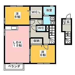メルシー寿・幸D 2LDKの間取図画像