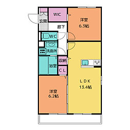 ソルアレイみやび 2LDKの間取図画像