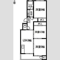 ハイツ小正B 3DKの間取図画像