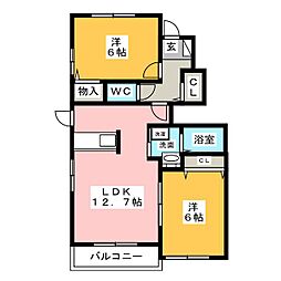 シュトラール 2LDKの間取図画像