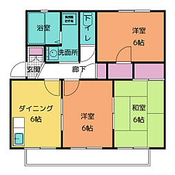 コンフォート　西棟 1階3DKの間取り