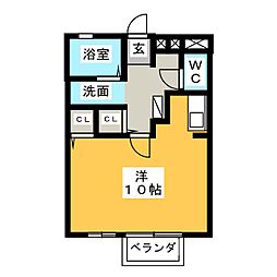 アヴェニュー小松寺B ワンルームの間取図画像