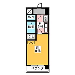 ヴァンベール・M 1Kの間取図画像