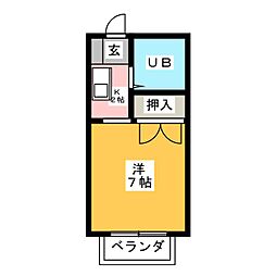 パストラル本庄A 1Kの間取図画像