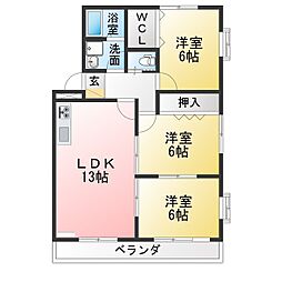 サニーコート若宮 3LDKの間取図画像