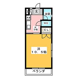 グレイス小牧 1Kの間取図画像