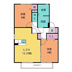 サニーテラス3 2LDKの間取図画像